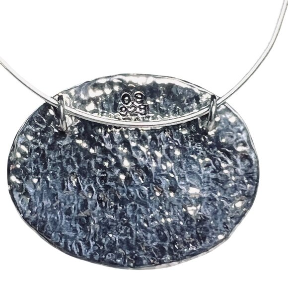 Orit Schatzman Sterling Silver And Aqua Blue Rhinestone Necklace Signed (6013) - Picture 6 of 10